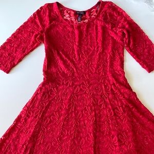 Beautiful Red Lace Quarter Sleeve Dress